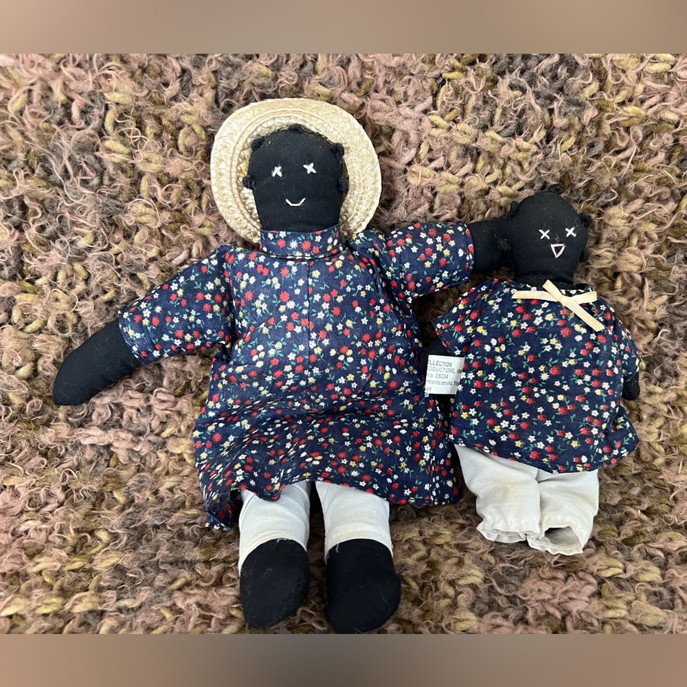 Antique Old Softie Collection African American Mom/daughter, floral dresses doll